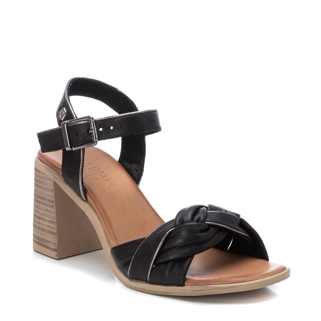 Carmela 16079102 sandale femme cuir noir talon 8 cm