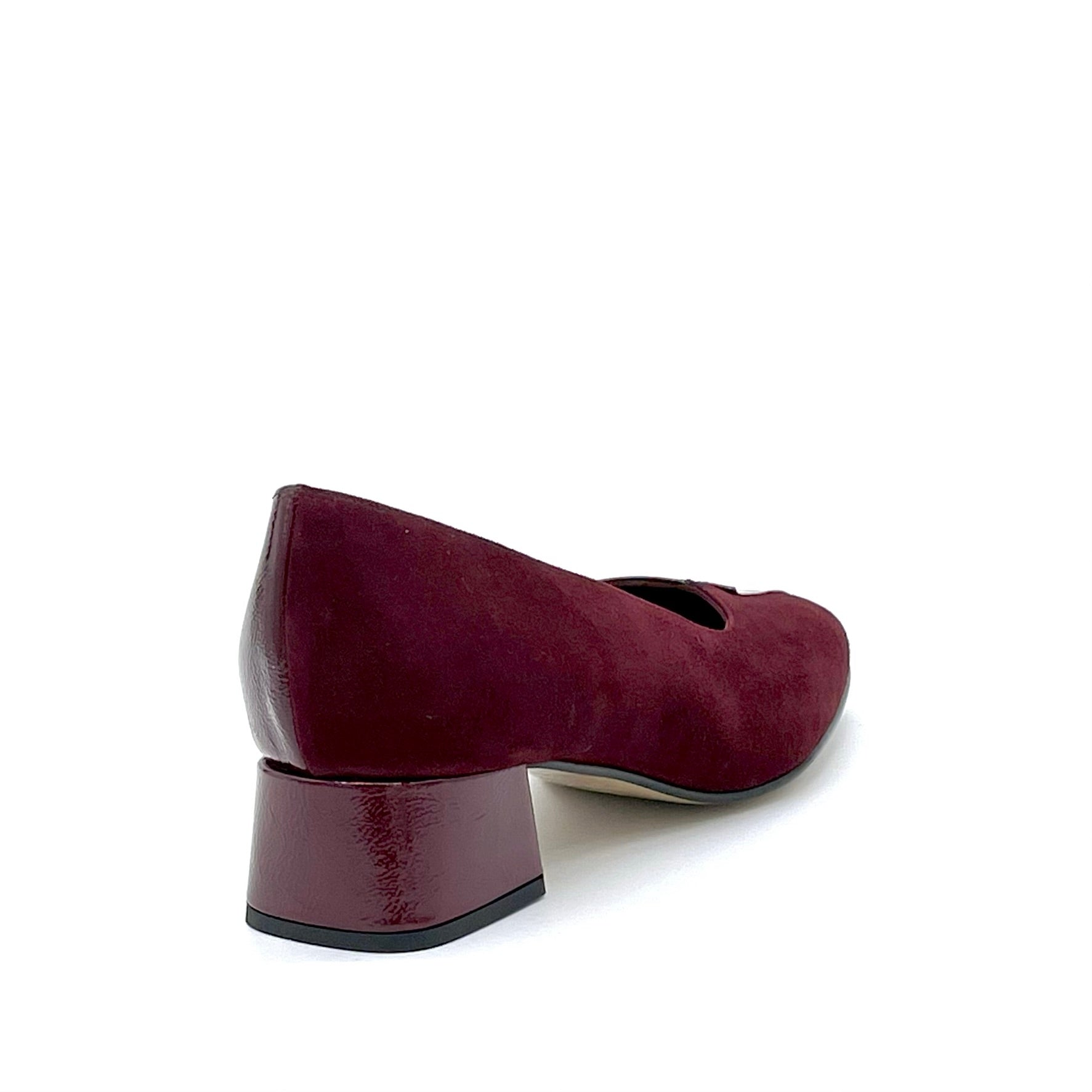 Elata 53529 escarpins bordeaux daim vernis petit talon