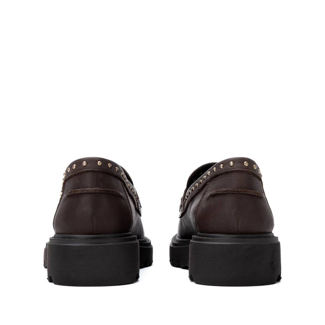 Carmela 16427102 mocassin cuir marron talon bas