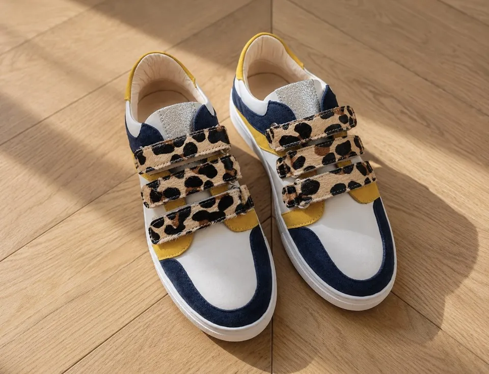 Dessine Moi Un Soulier basket scratch cuir blanc velours marine 39