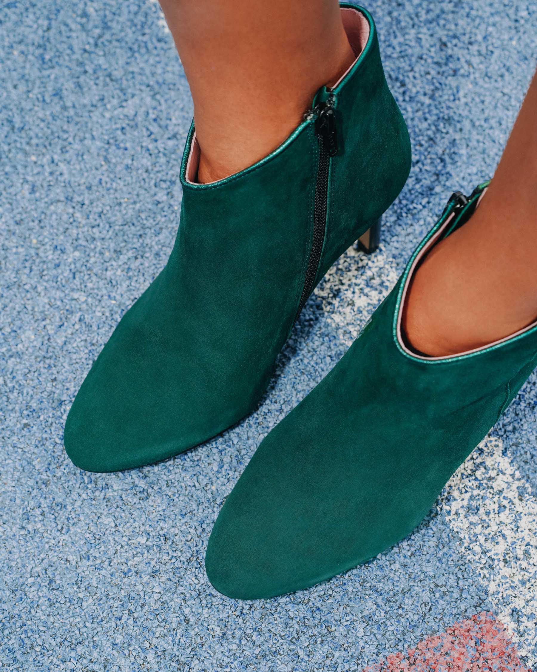 Coralie Masson Emily bottines cuir vert 7,5 cm