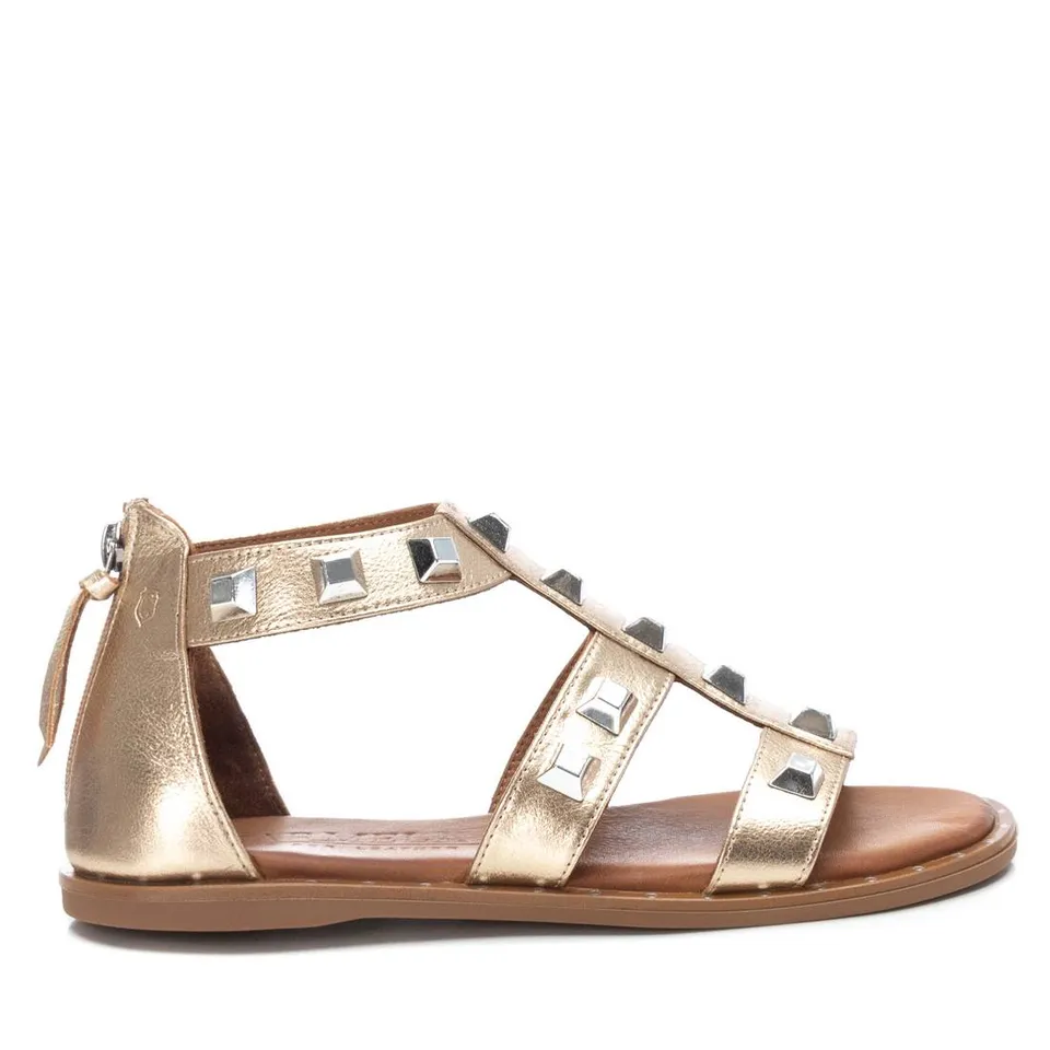 Carmela 16055406 sandale femme dorée cuir plate cloutée