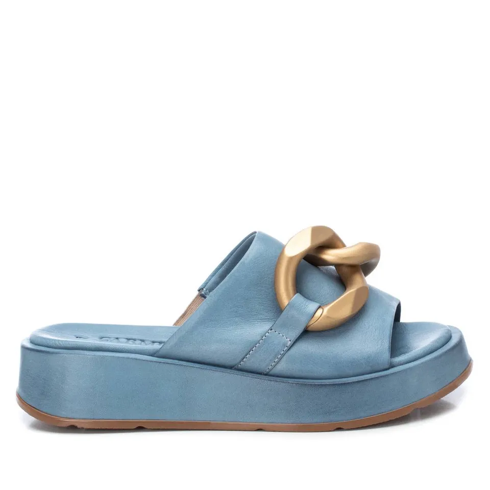 Carmela 16077406 sandale femme bleu cuir plateforme
