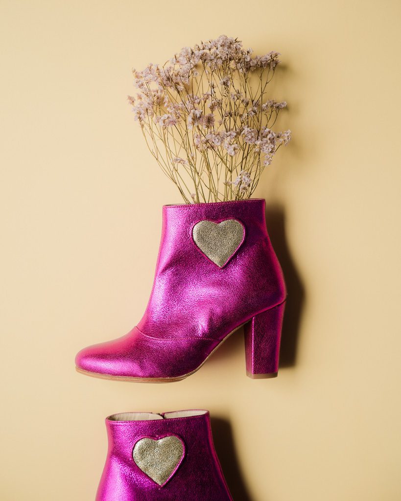 Dessine Moi Un Soulier Coeur bottine cuir fuchsia talon