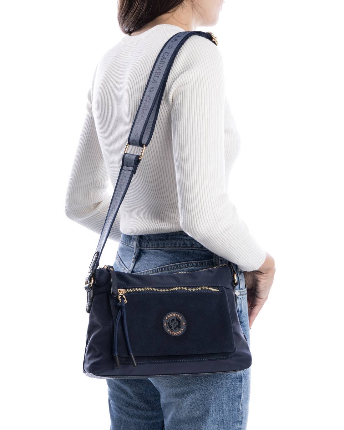 Carmela 18611403 sac bandoulière bleu textile 30cm