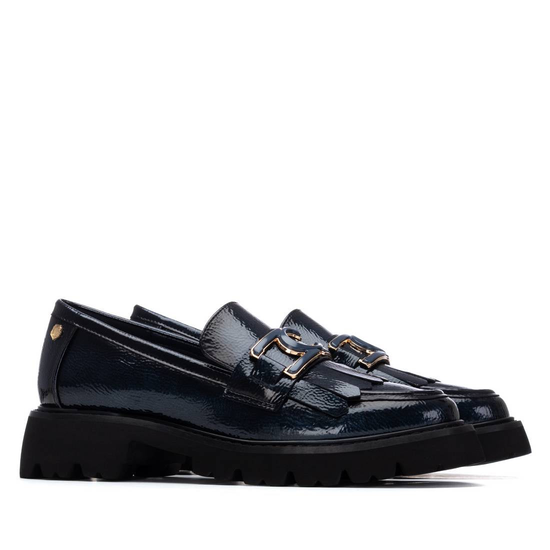 Carmela 16269803 mocassins femme bleu vernis franges