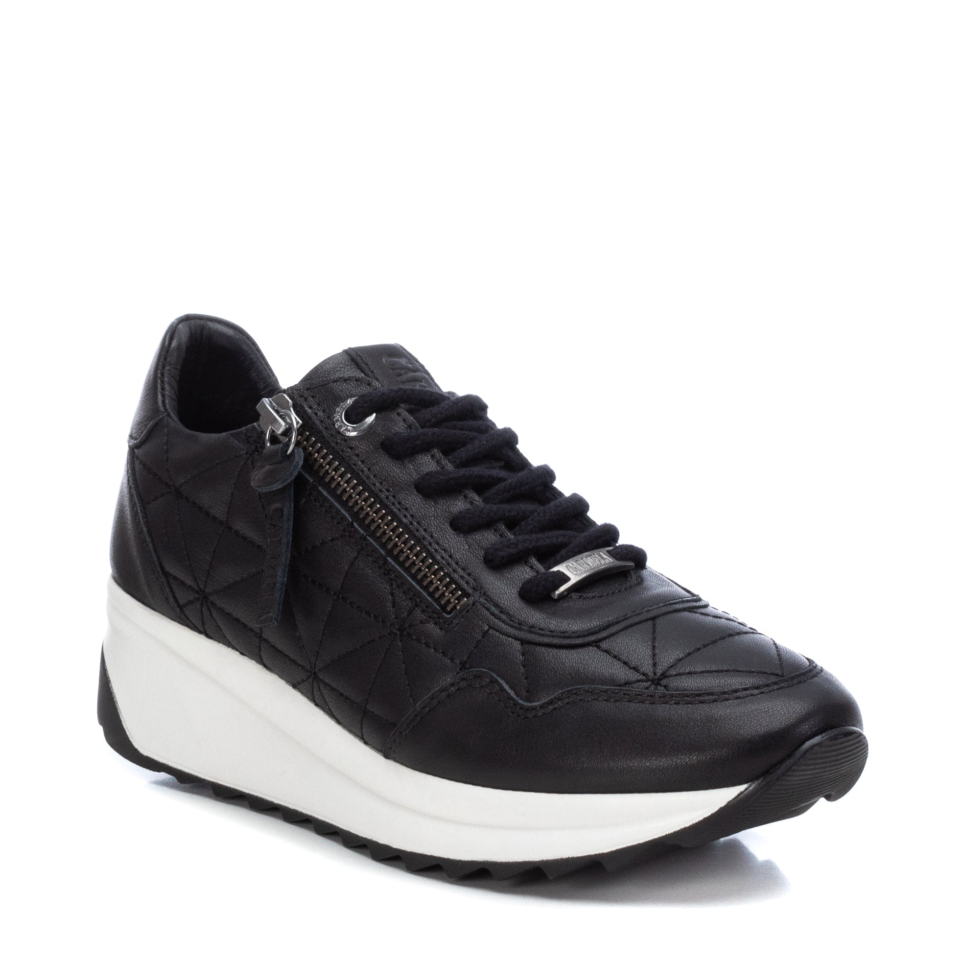Carmela 160209 16020901 baskets femme noir cuir zip