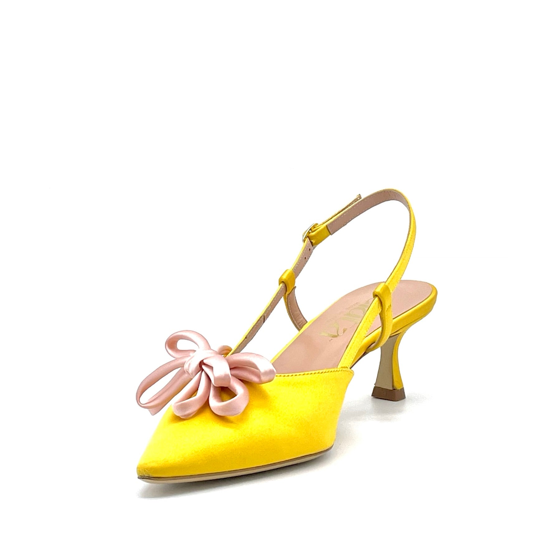 Elata 14151-1 slingback satin jaune talon 5,5 cm