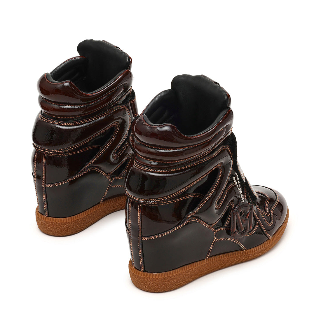 Steve Madden Mavis basket montante marron verni scratch