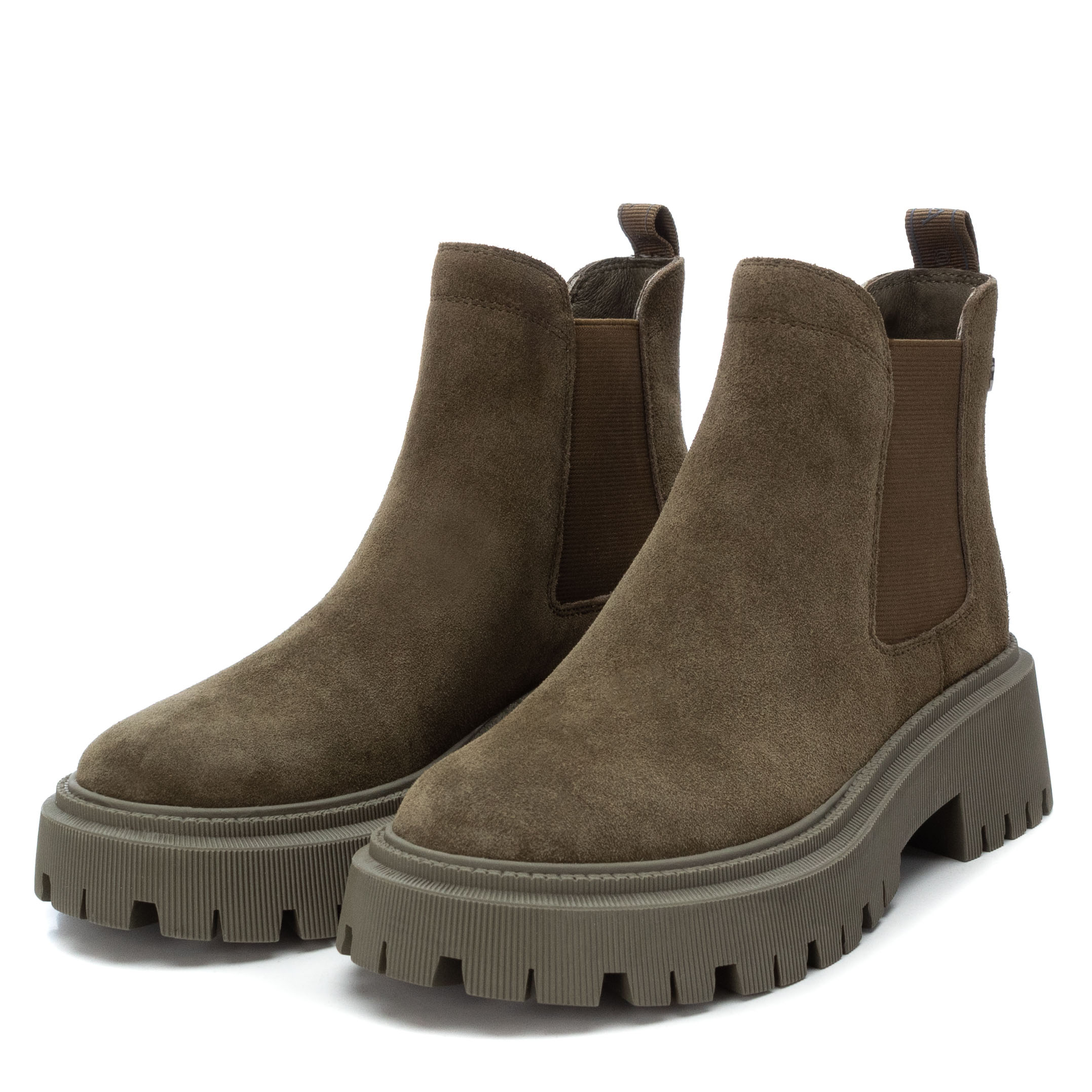 Carmela 16011603 bottines cuir vert chelsea plat