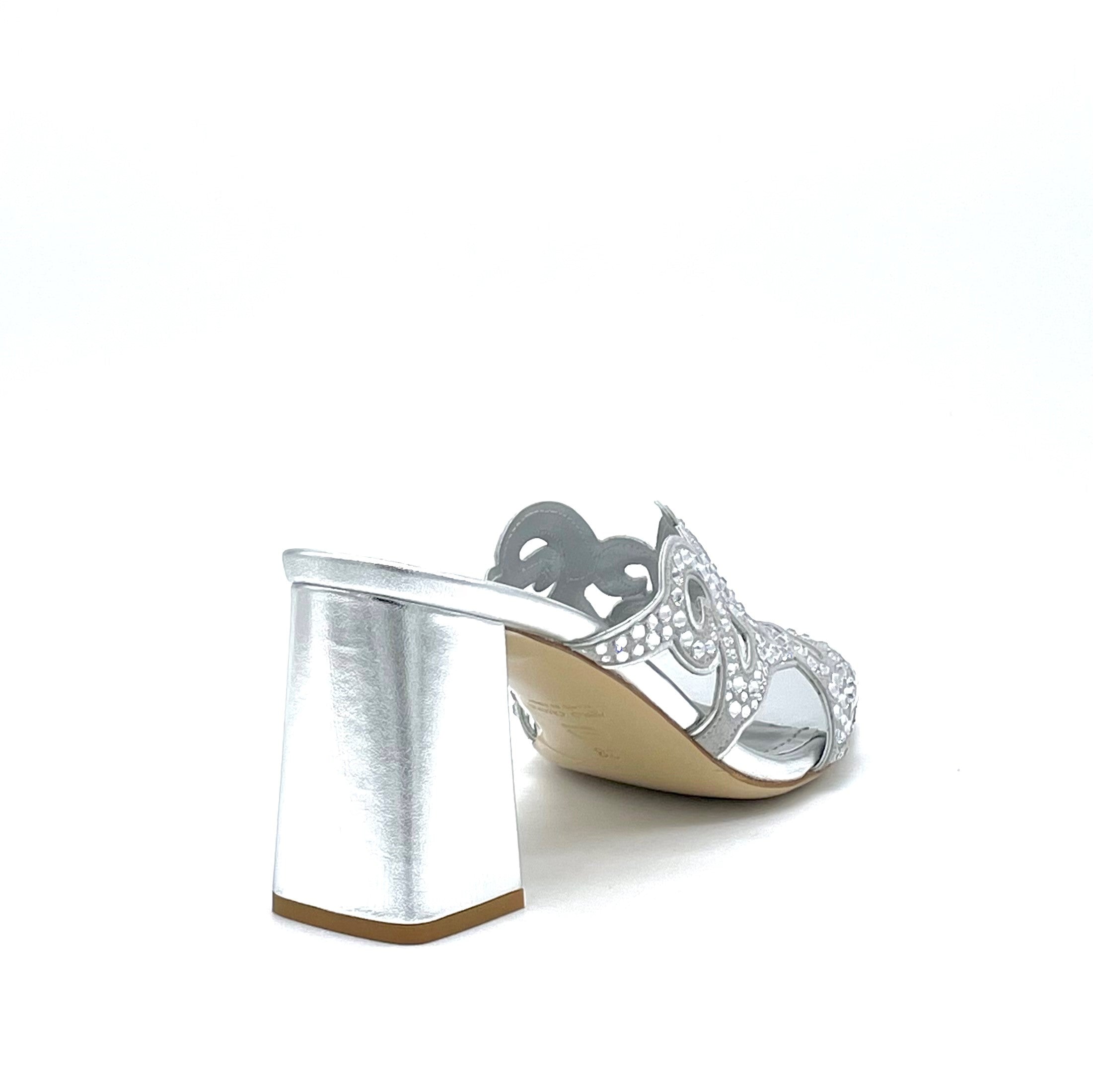 Elata 63794 mules argent strass talon 7,5 cm