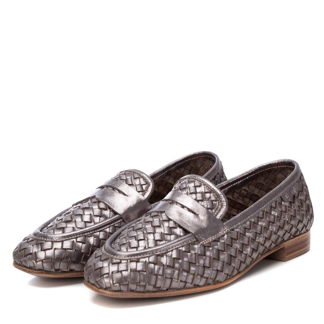 Carmela 16130202 mocassins femme cuir gris tressé