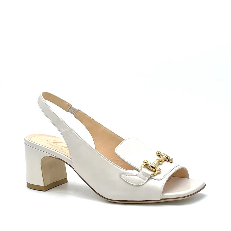 ELATA 13140 sandales cuir beurre mors doré talon 5,5 cm