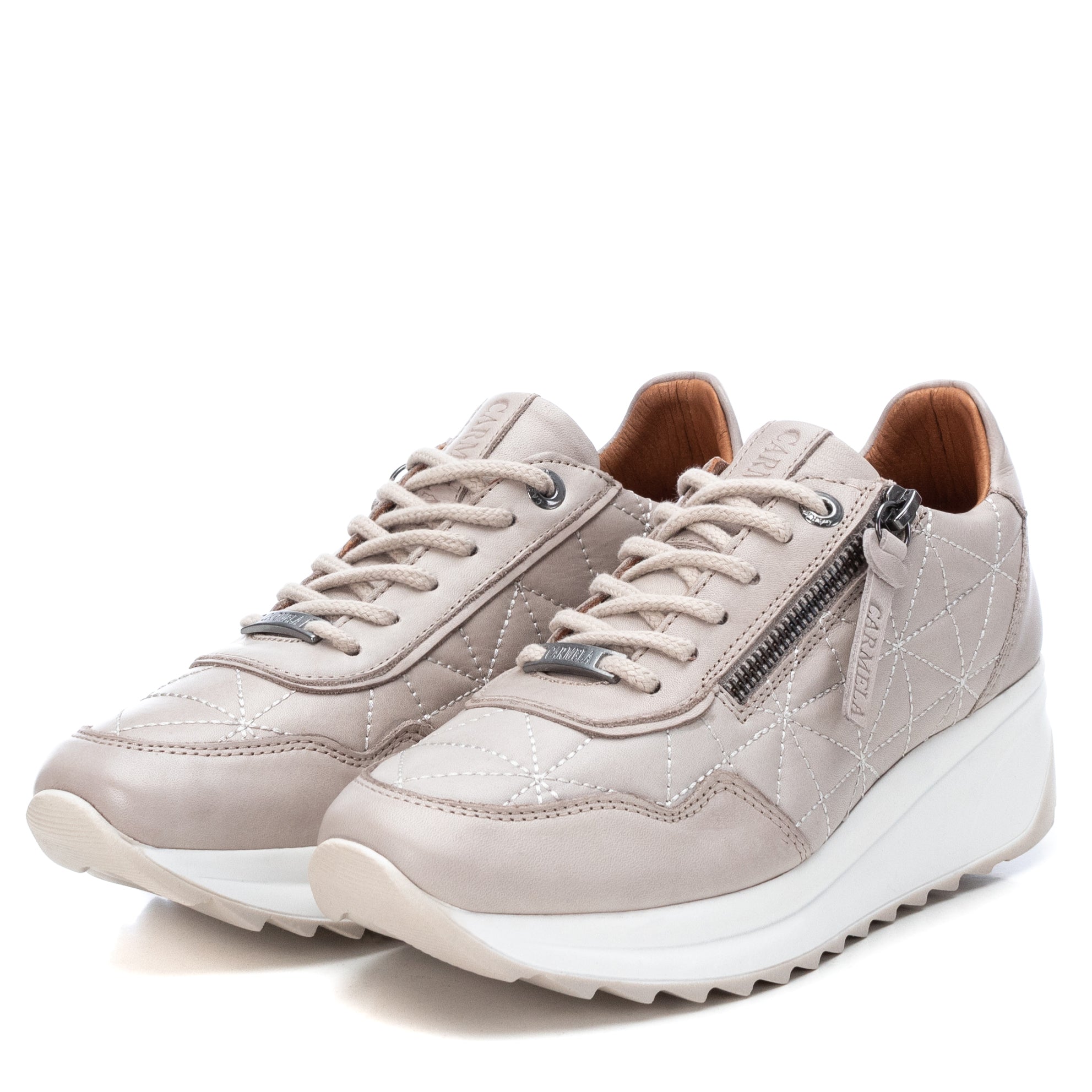 Carmela 16020902 sneaker cuir blanc compensé zip
