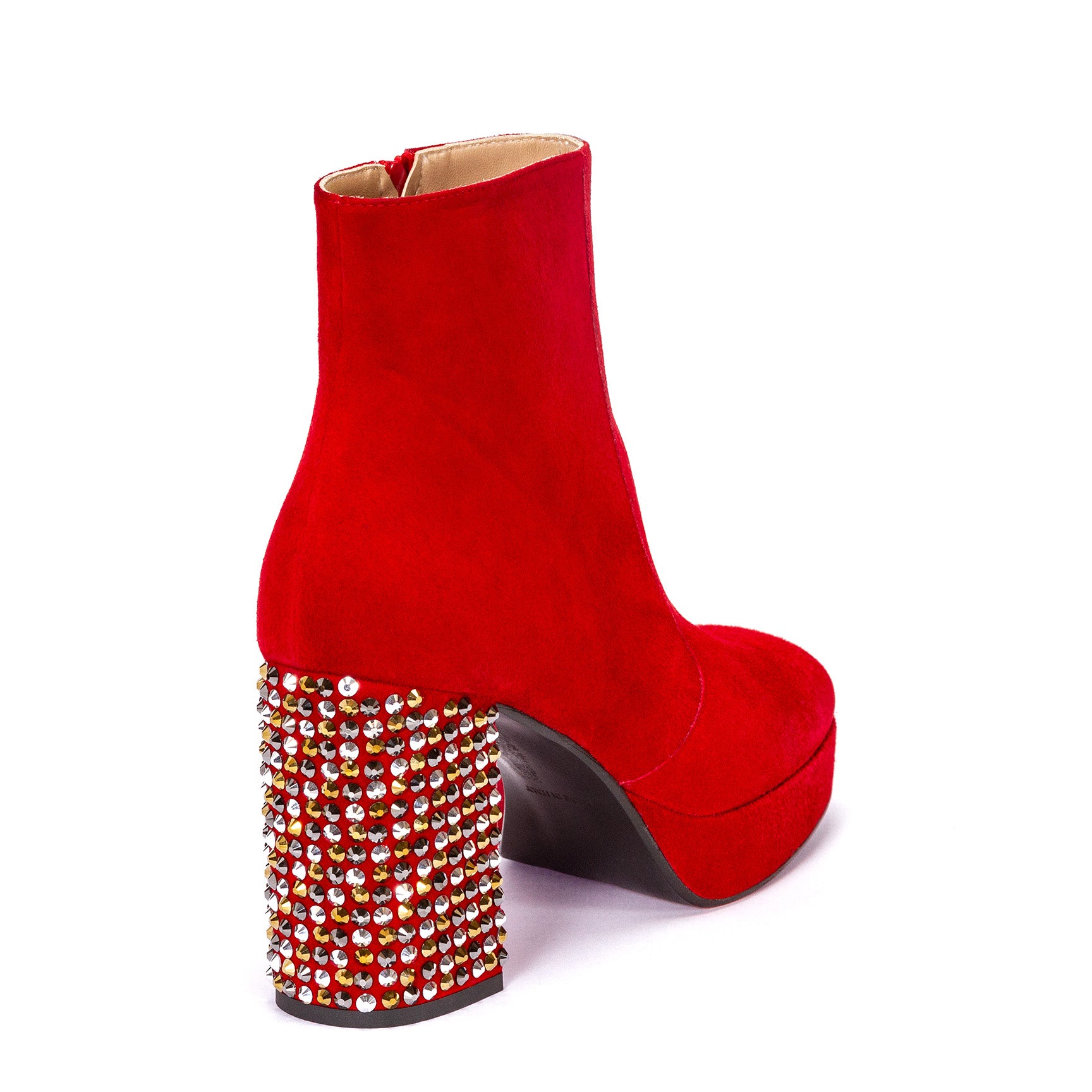 Elata 90918-1 bottine suède rouge talon strass 9 cm