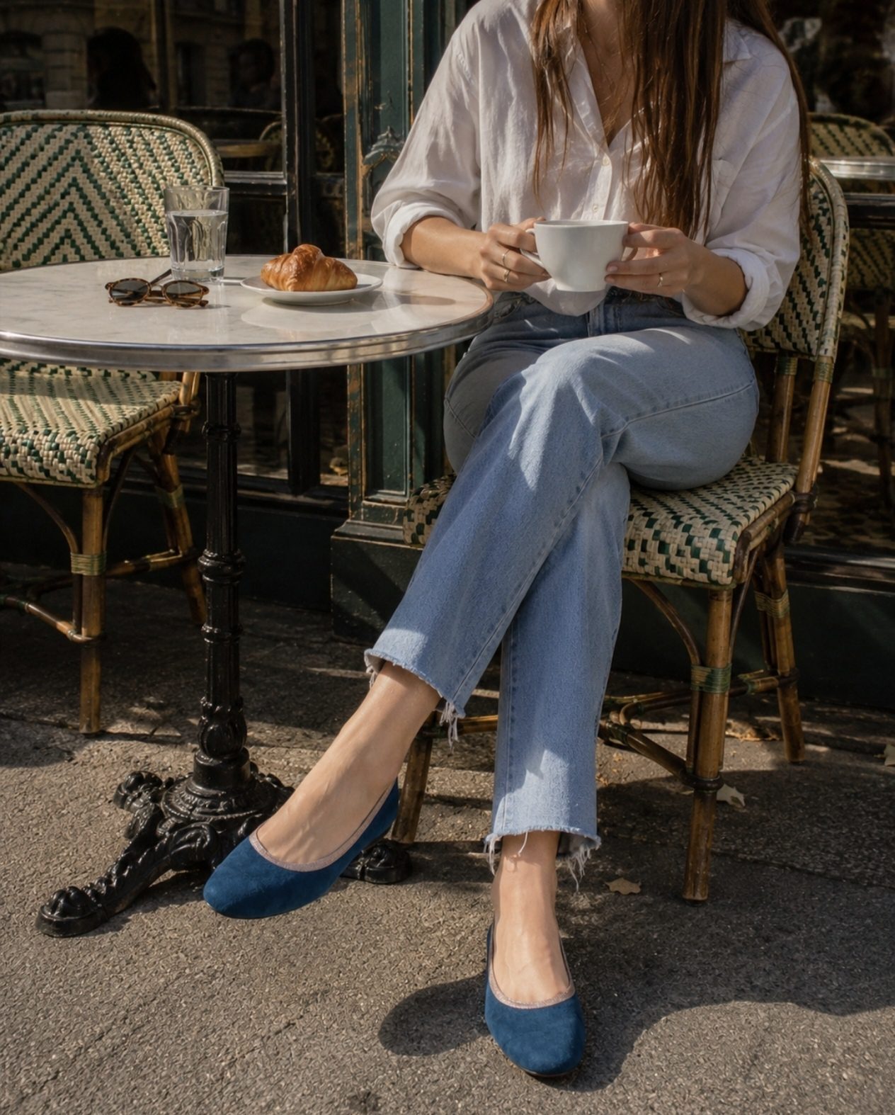 Dessine Moi Un Soulier ballerine velours bleu canard 37.5