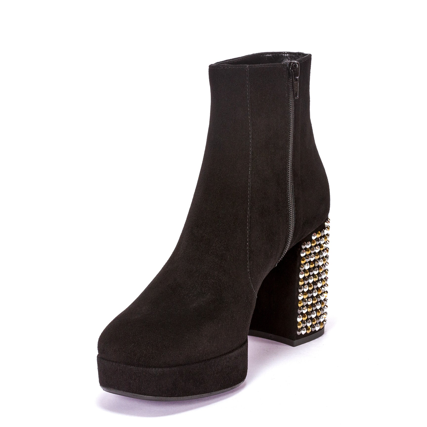ELATA 90918 bottines daim noir talon strass 9 cm