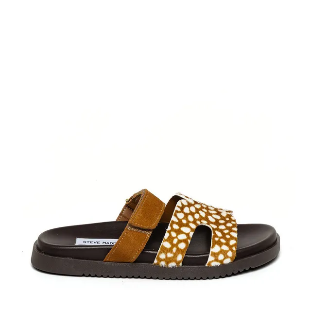 Steve Madden Missile-A sandale plate cuir marron multi
