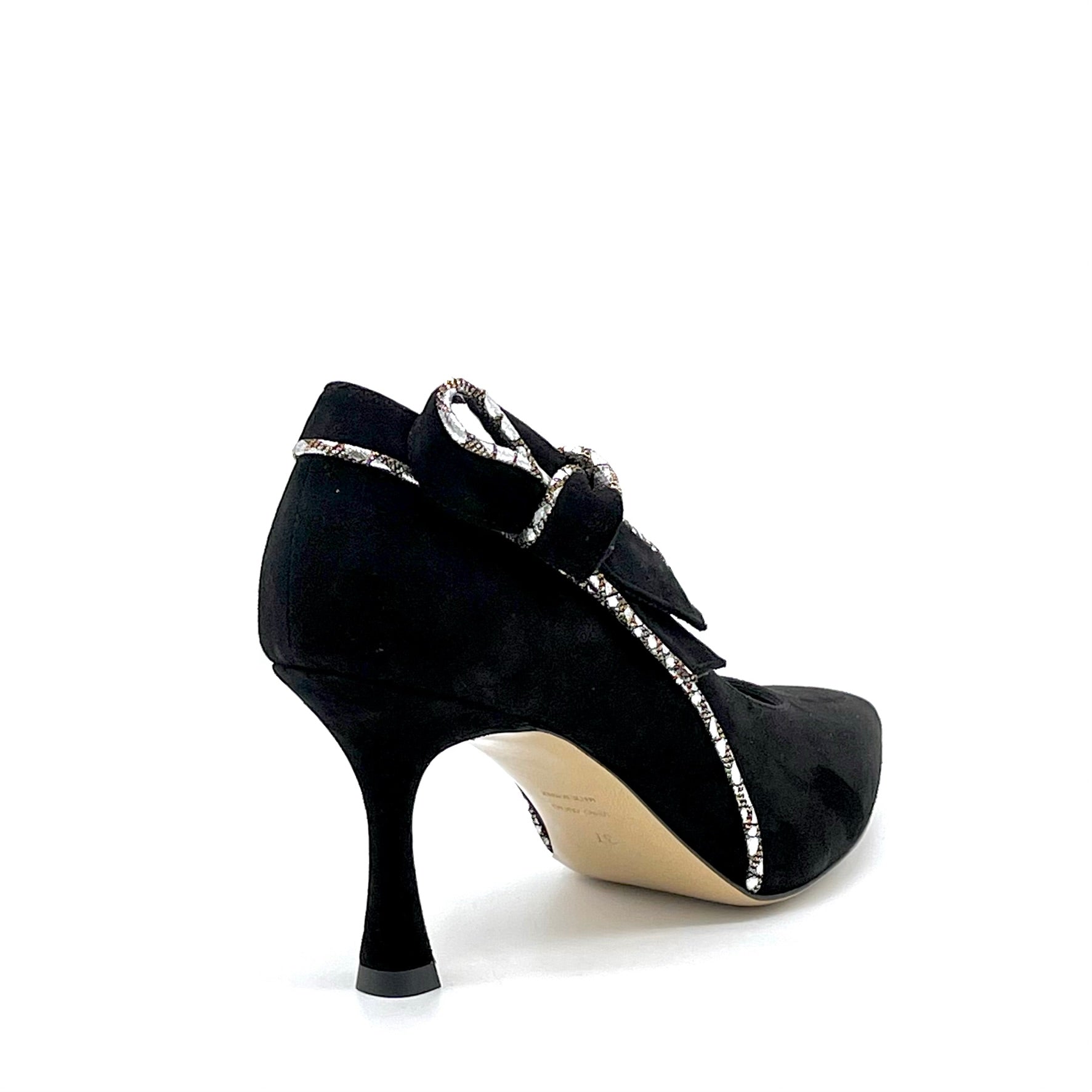 Elata 54504 escarpins daim noir argent talon 7,5 cm
