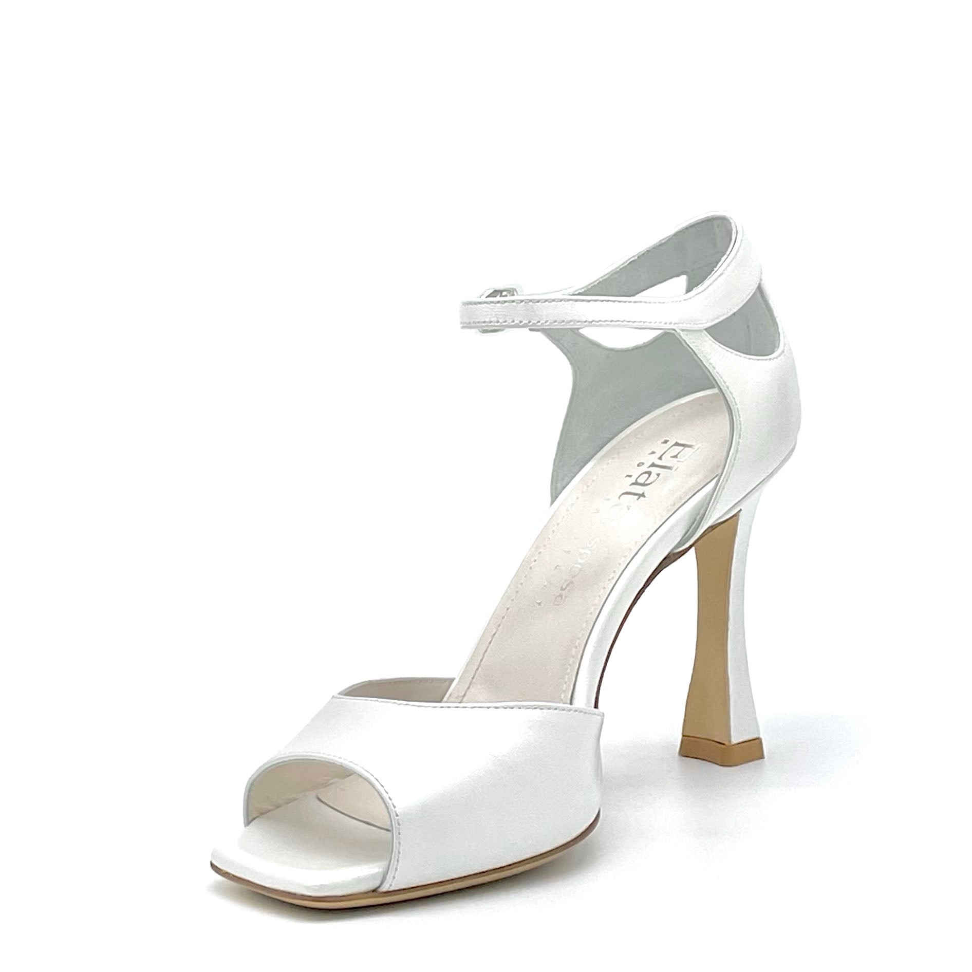 Elata S2304 sandales mariée cuir blanc perlé 9,5 cm