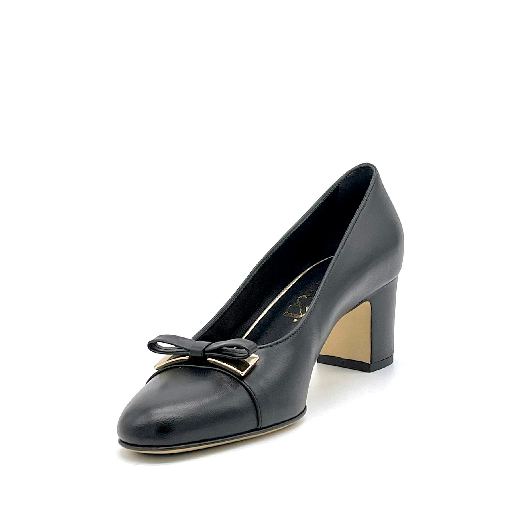 Elata 56522 escarpins cuir noir nœud talon 5,5 cm