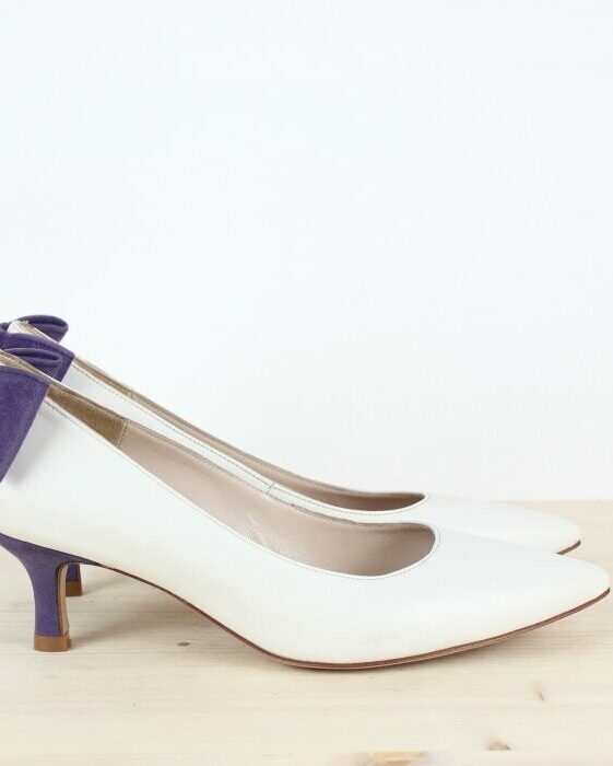 Dessine Moi Un Soulier escarpin pointu cuir blanc velours 36