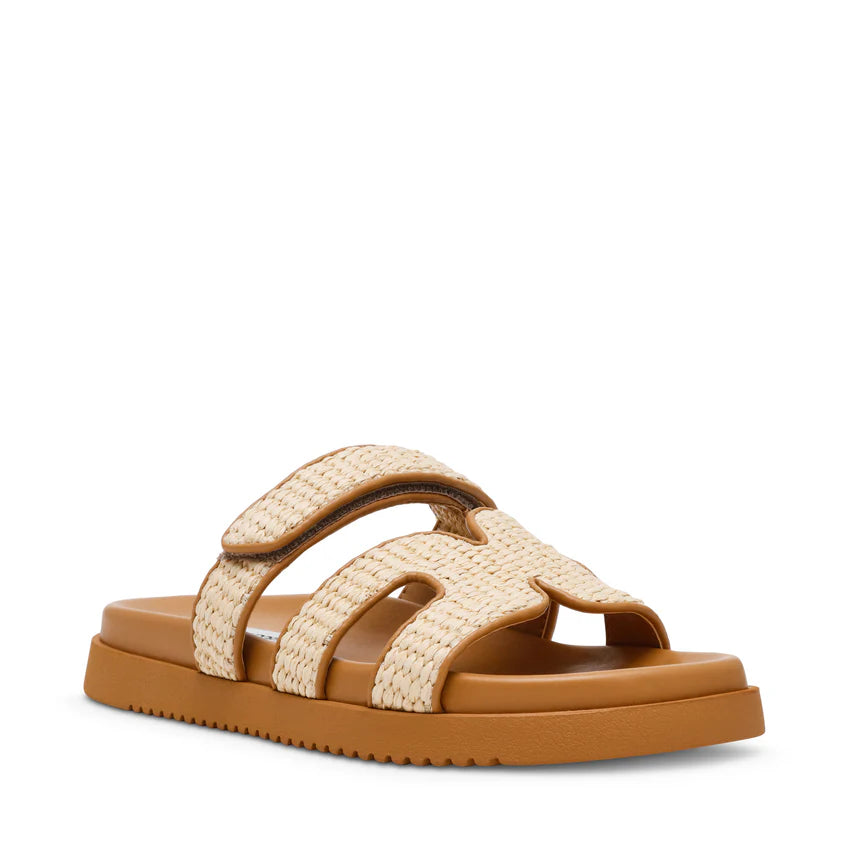 Steve Madden Missile-E Sandales Beige Raphia Velcro