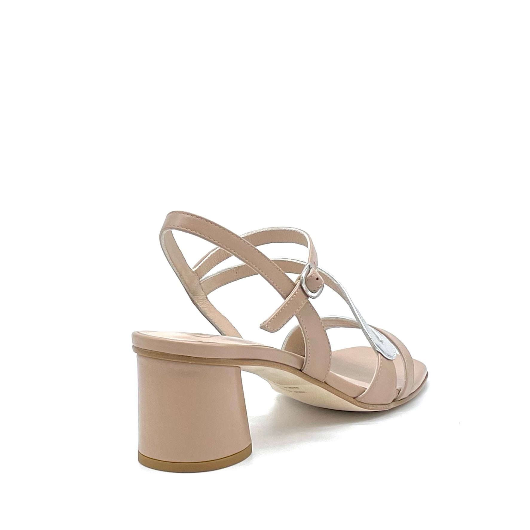 ELATA 15158 sandale cuir marron argent talon 5,5 cm