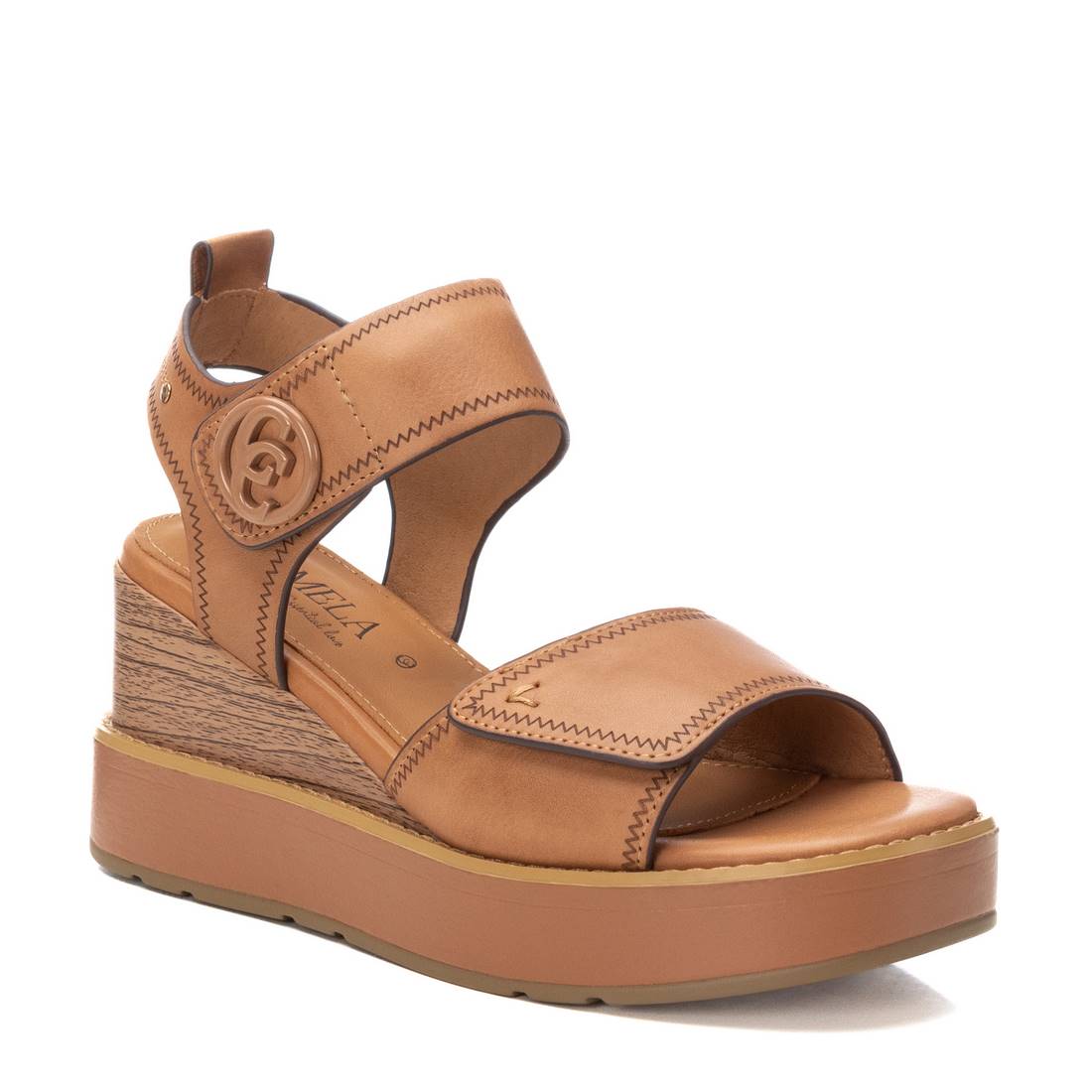 Carmela 162239 16223901 sandale compensée camel cuir