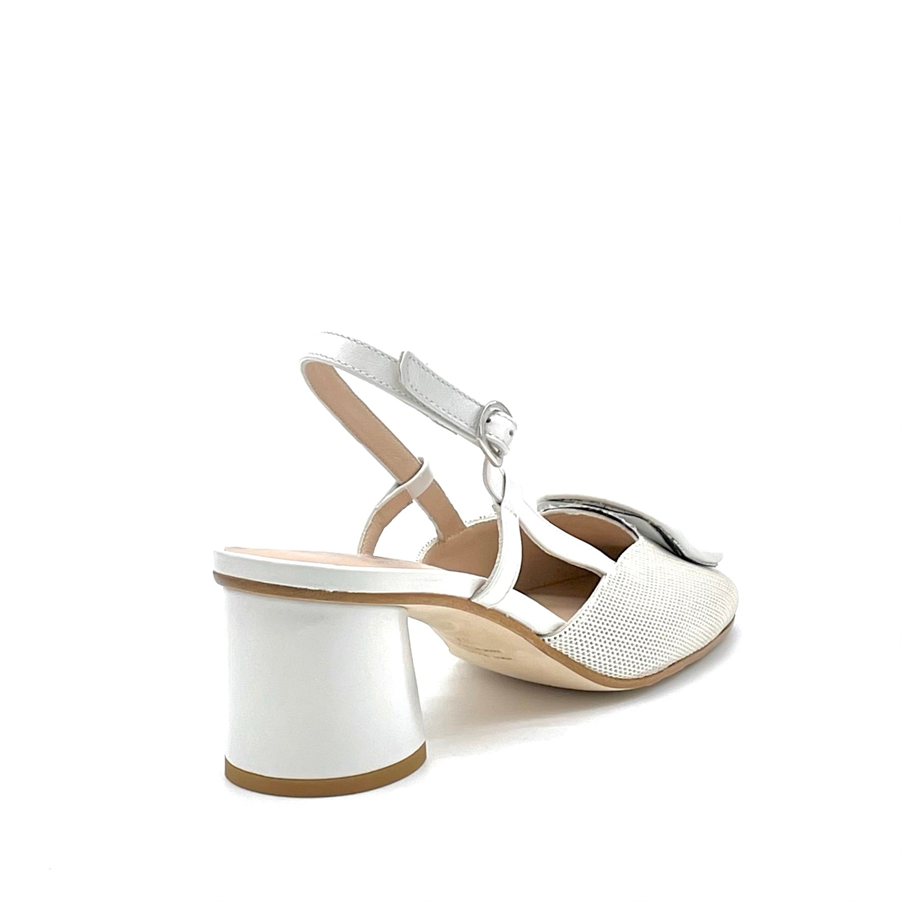 Elata 15168 slingback cuir latte tissu talon 5,5 cm
