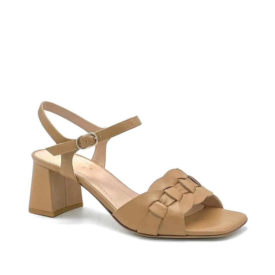 Elata 12124_1 sandales cuir camel tressé 5,5 cm
