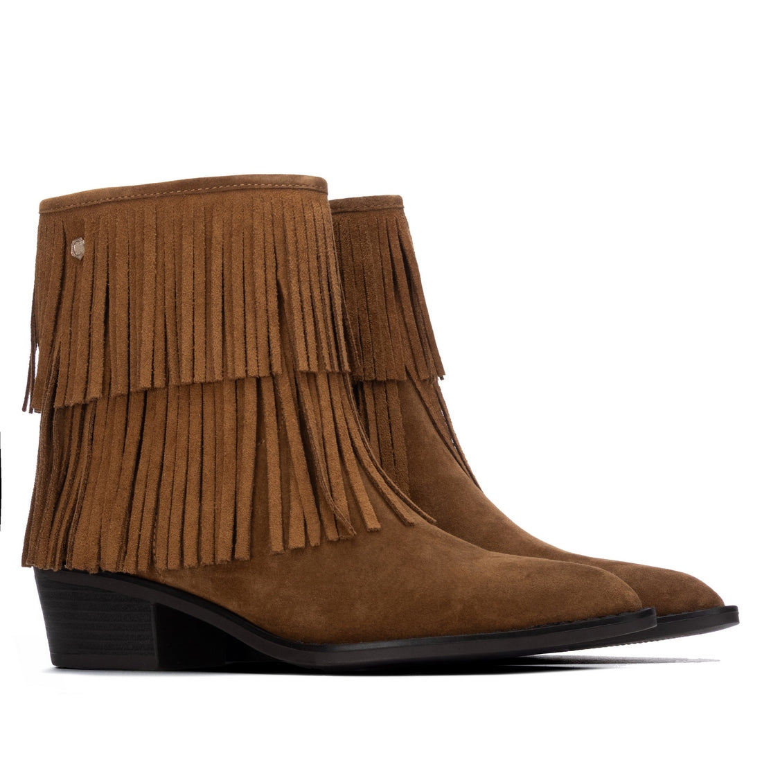 Carmela 16439503 bottines femme camel suède franges