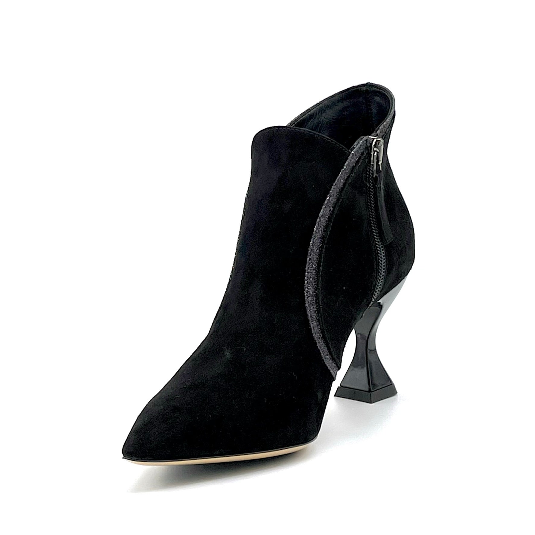 Elata 53551 bottine suède noir glitter talon 7,5 cm