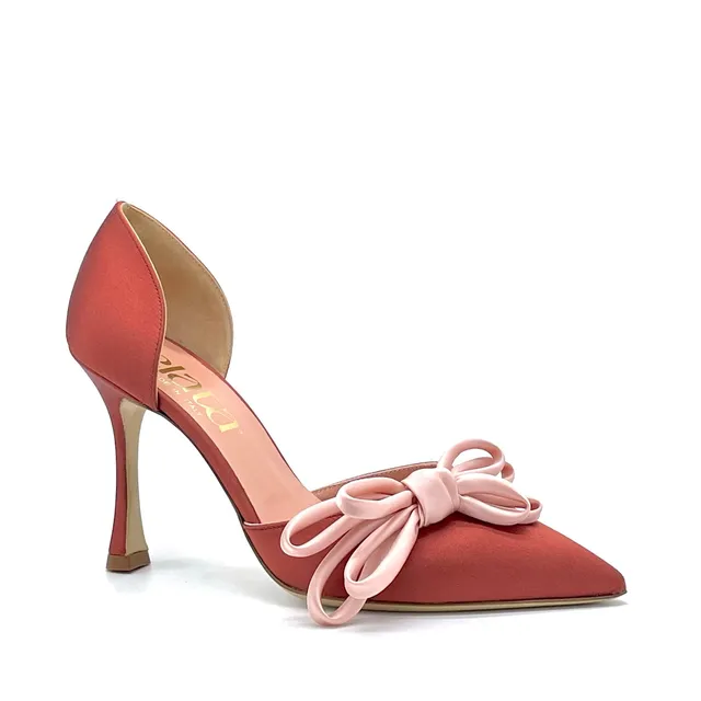 ELATA 14136 escarpin bronze nœud rose talon 9,5 cm