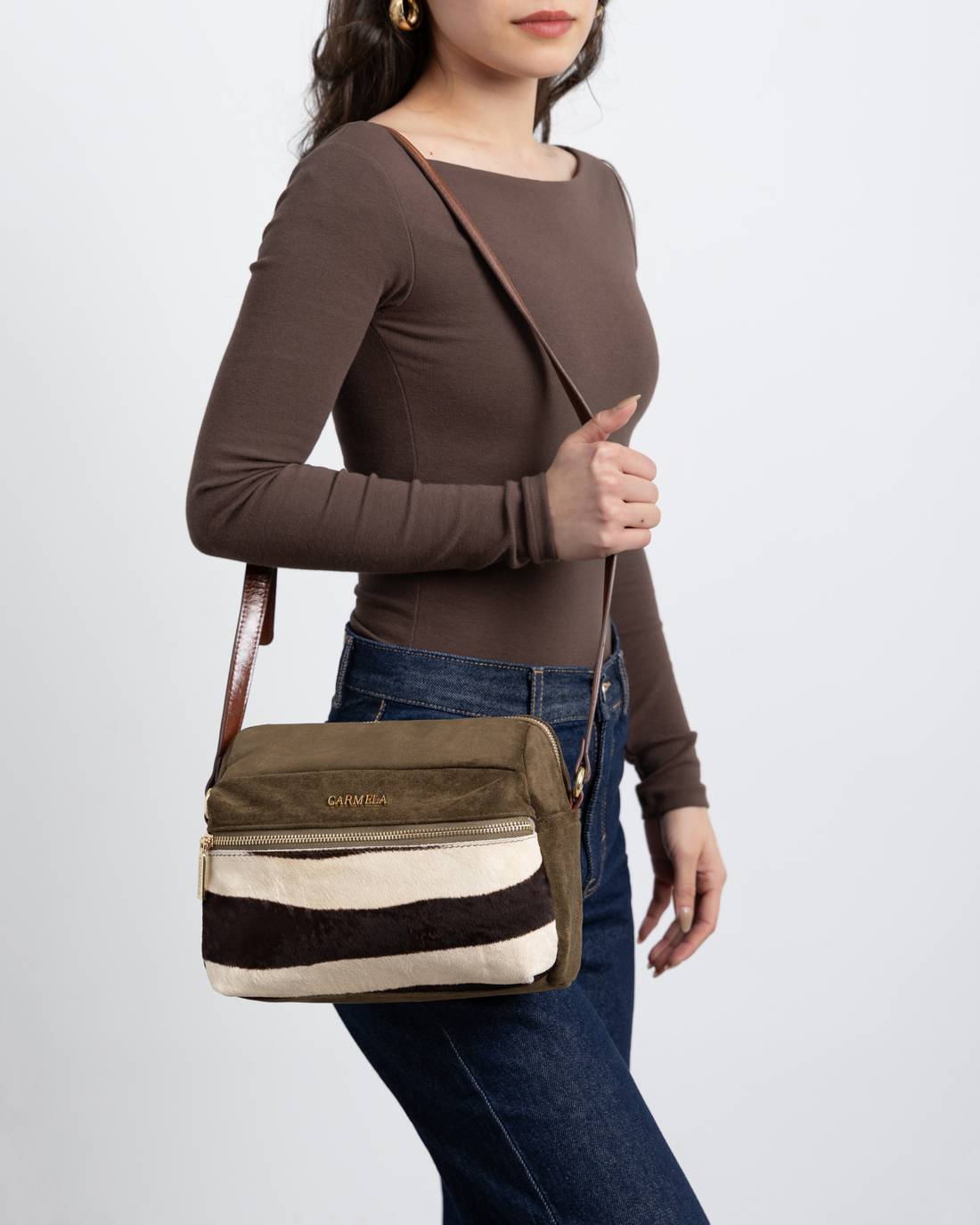 Carmela 18618603 sac bandoulière femme kaki textile
