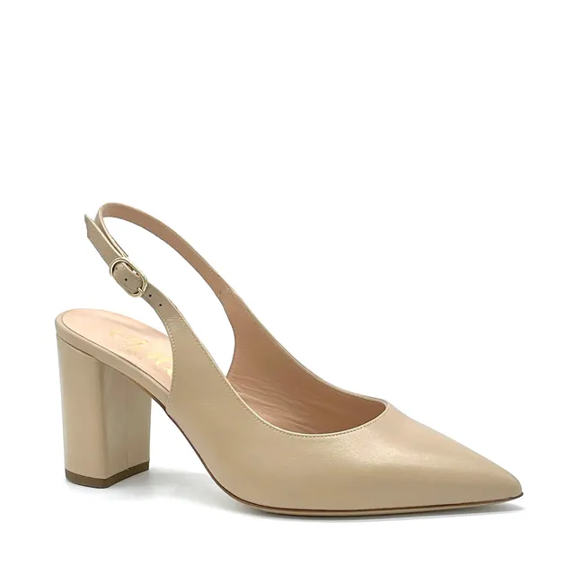 ELATA 10151M slingback cuir beige talon 7,5 cm