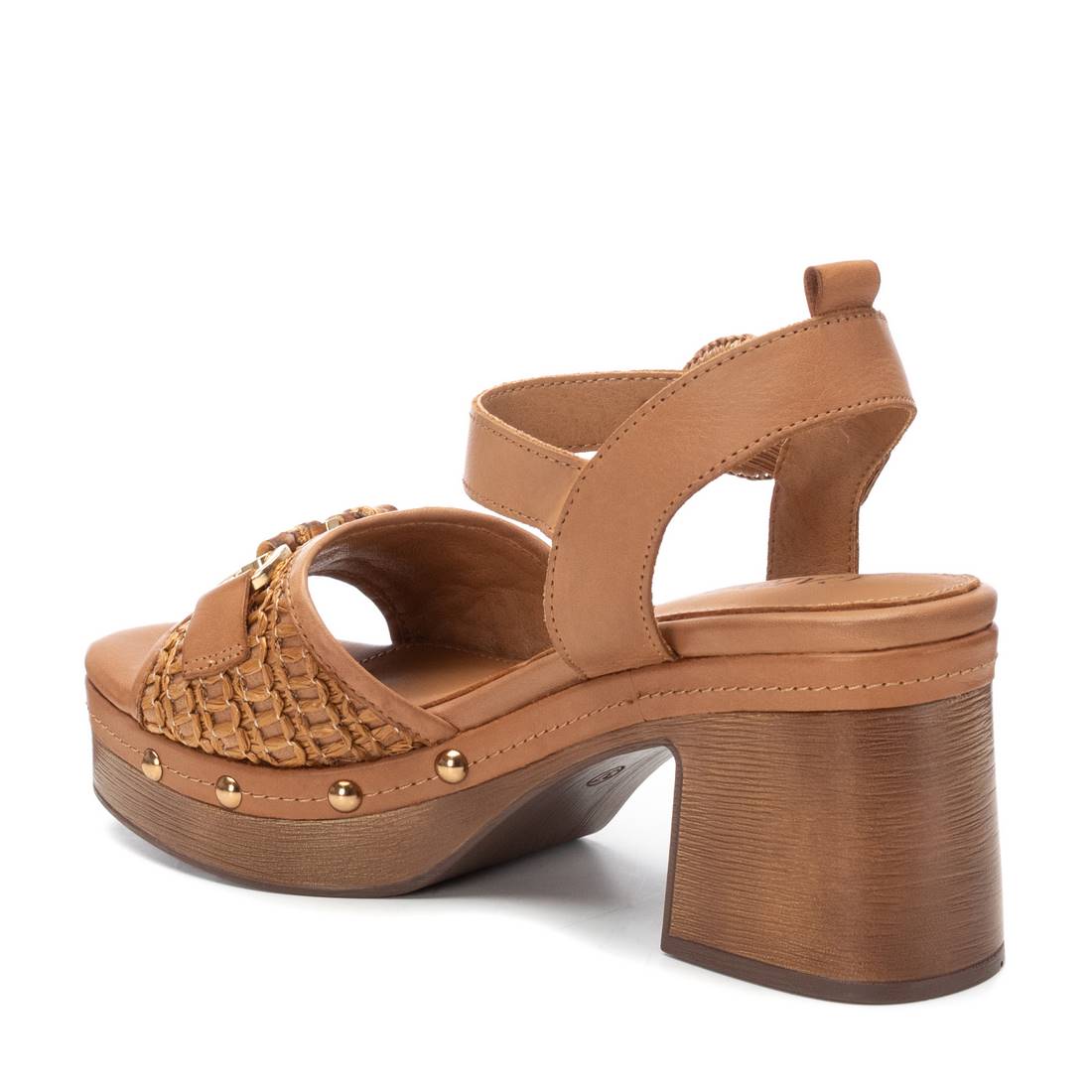 Carmela 16236701 sandale cuir femme talon large camel