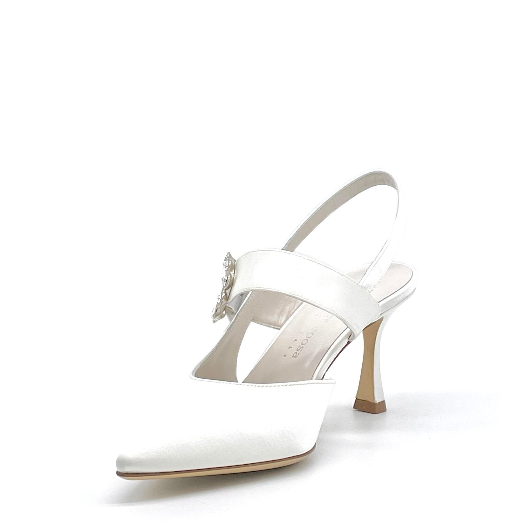 Elata S2540 slingback blanche satin soie mariée