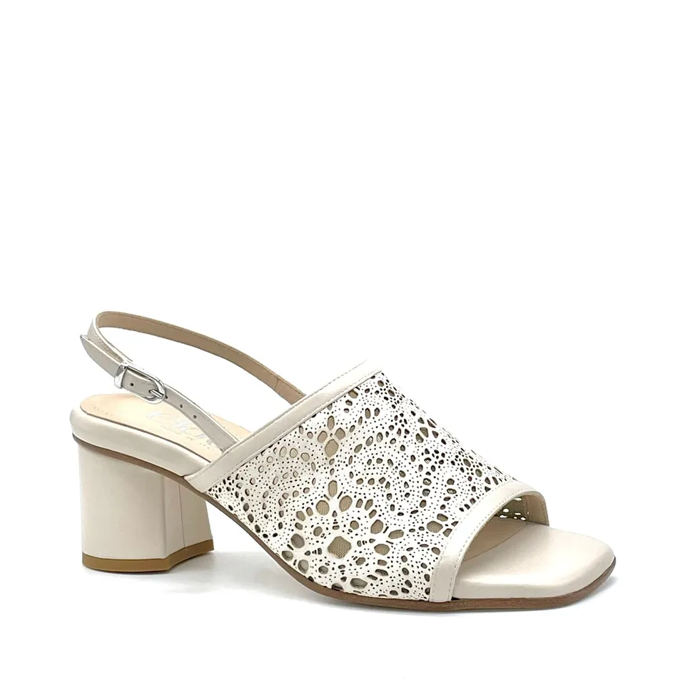 Elata 16138 sandales cuir sable blanc talon 5,5 cm