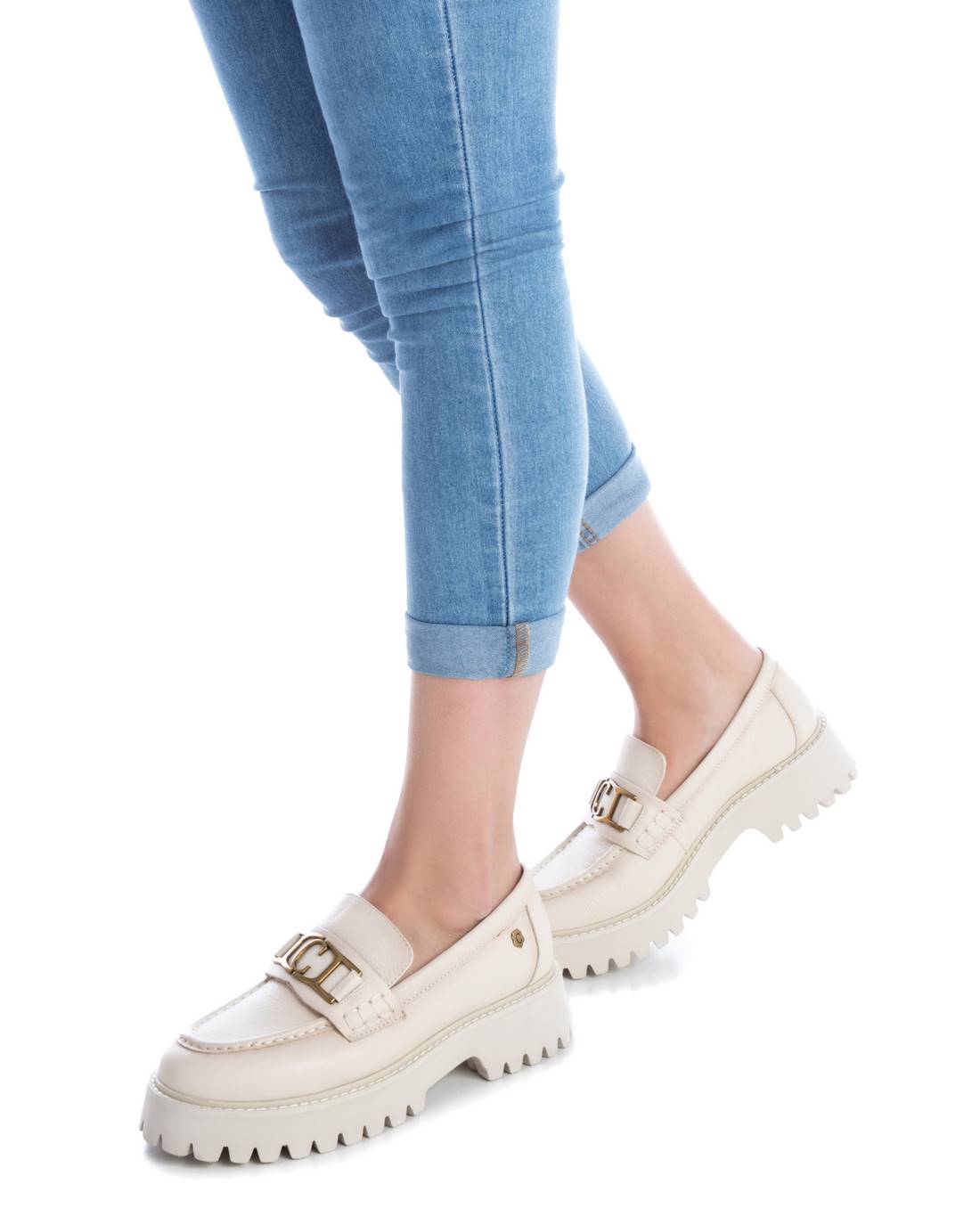 CARMELA 16087902 mocassin blanc cuir femme