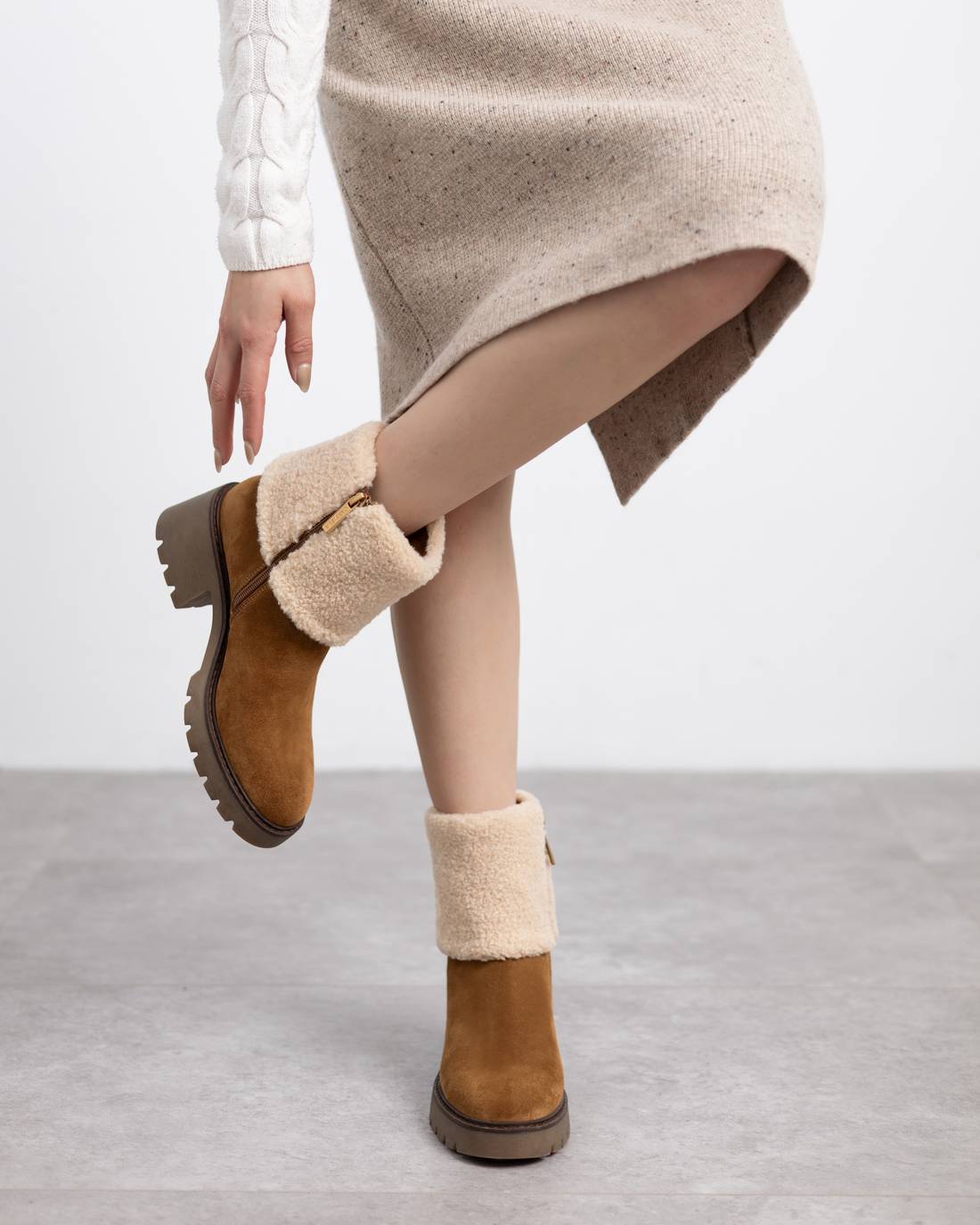 Carmela 16265903 bottines cuir camel fourrées