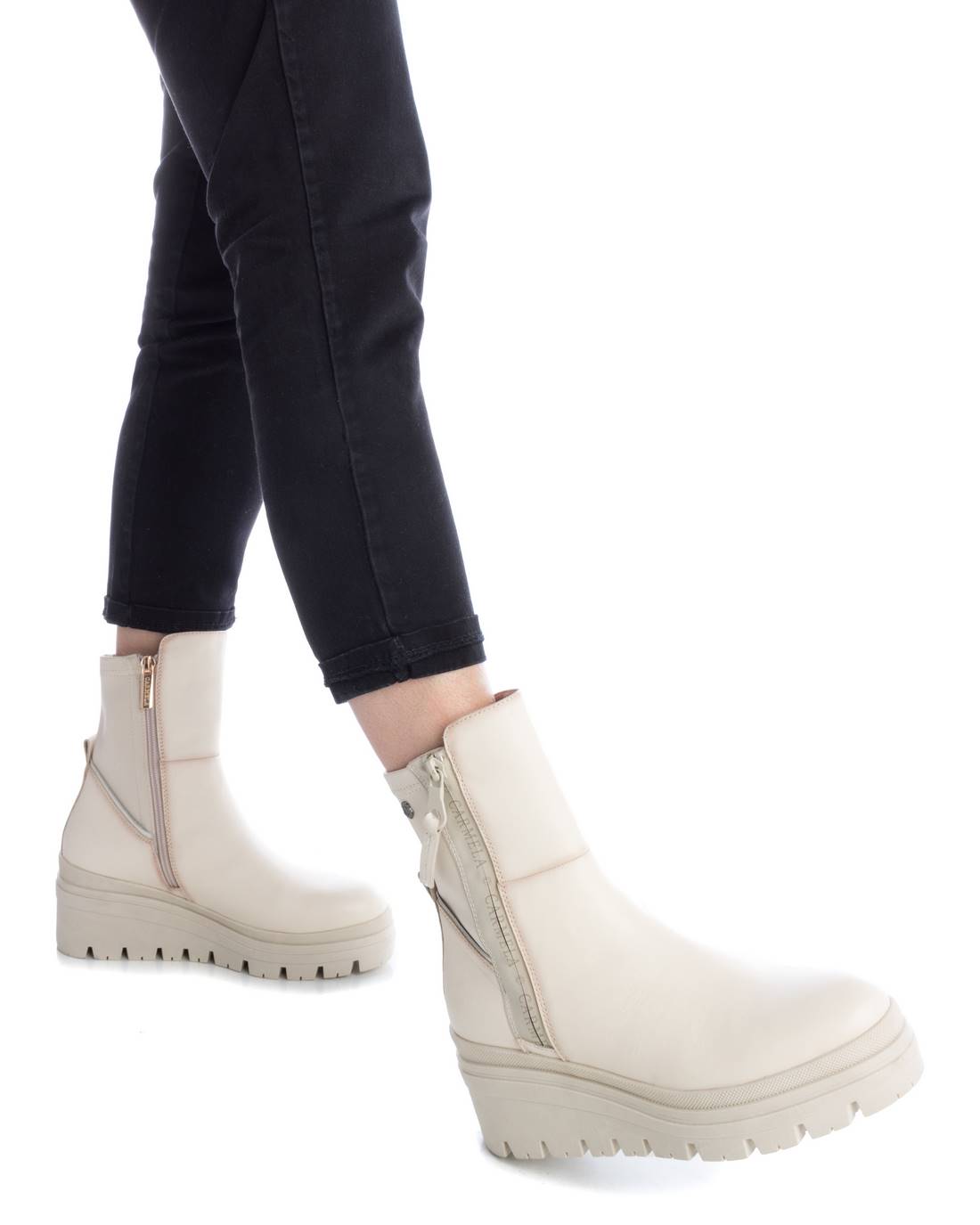 Carmela 16092402 bottines cuir blanc compensées 7 cm
