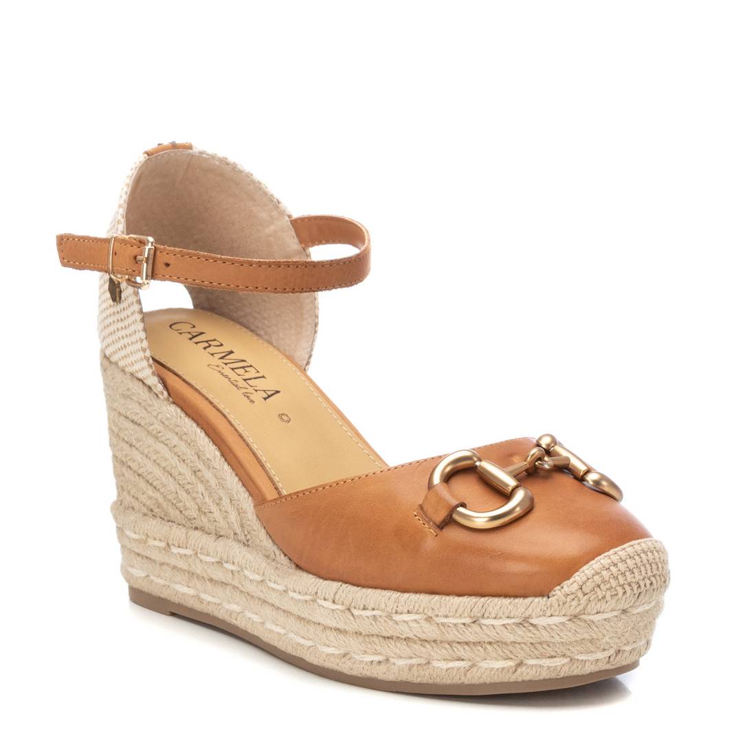 Carmela 16162702 espadrille femme cuir marron compensée 9 cm