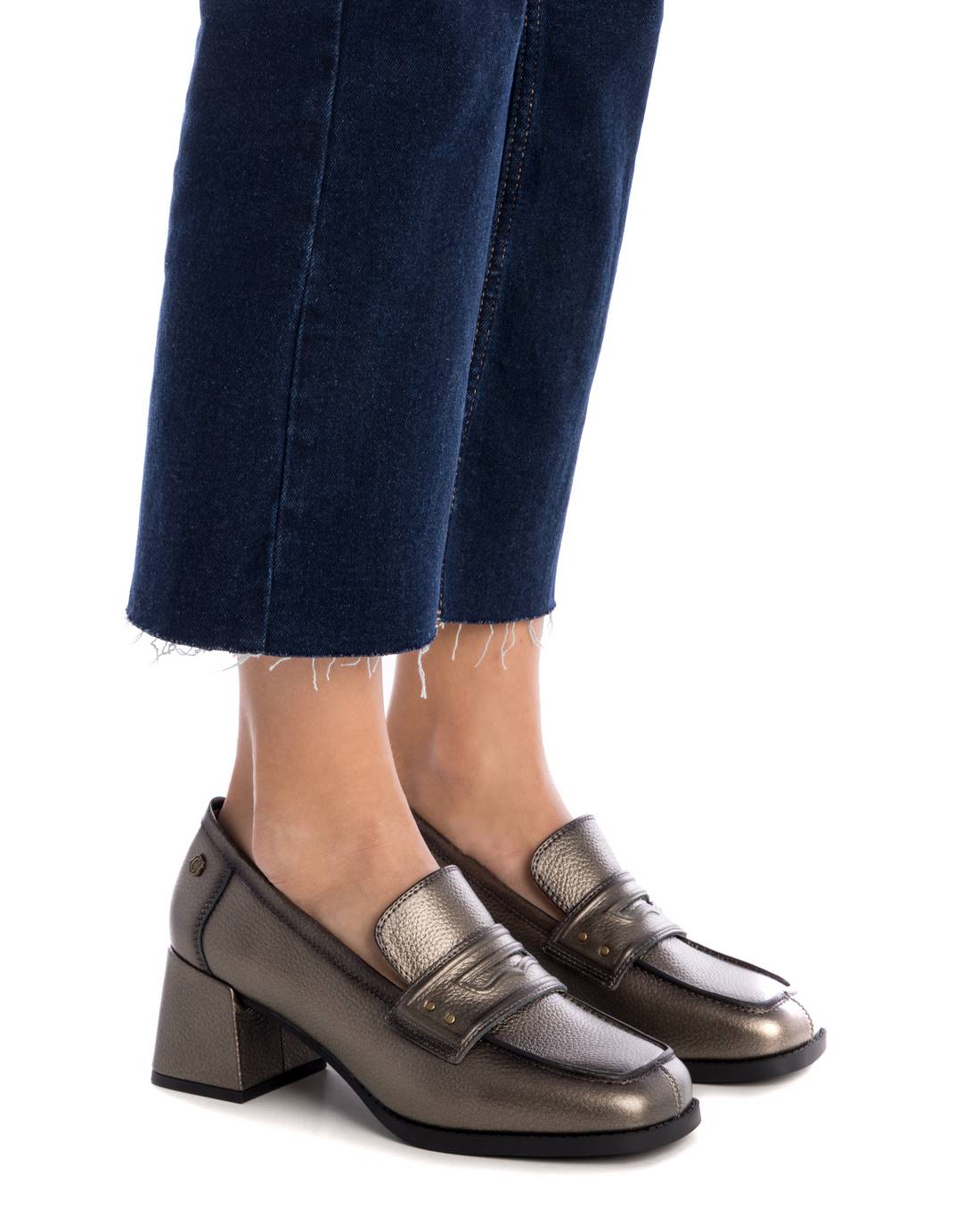 Carmela 16185304 mocassins femme gris cuir talon 5 cm