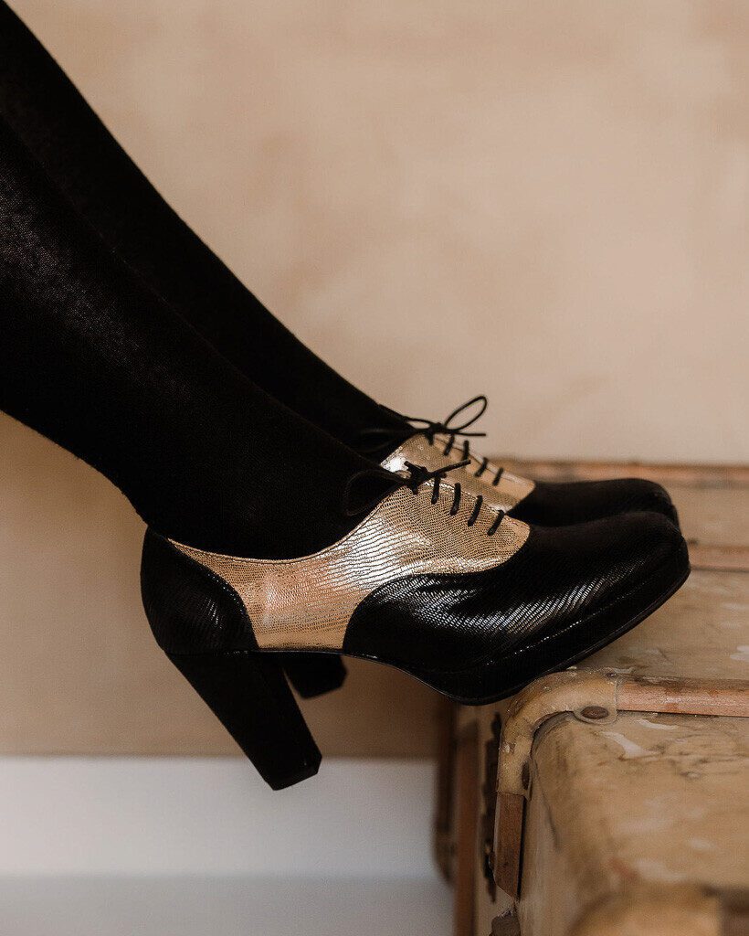 Dessine Moi Un Soulier Richelieu plateforme bronze noir 40