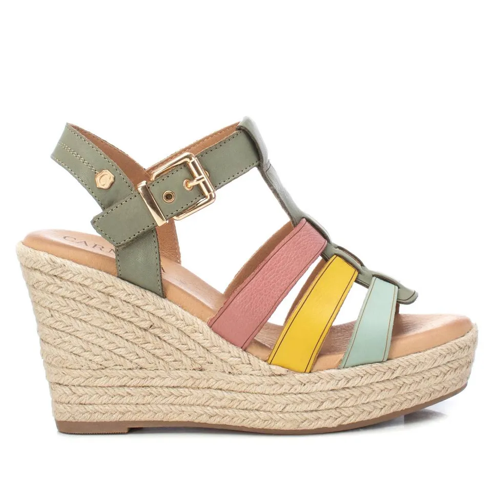 Carmela 16162203 sandales cuir vert compensées