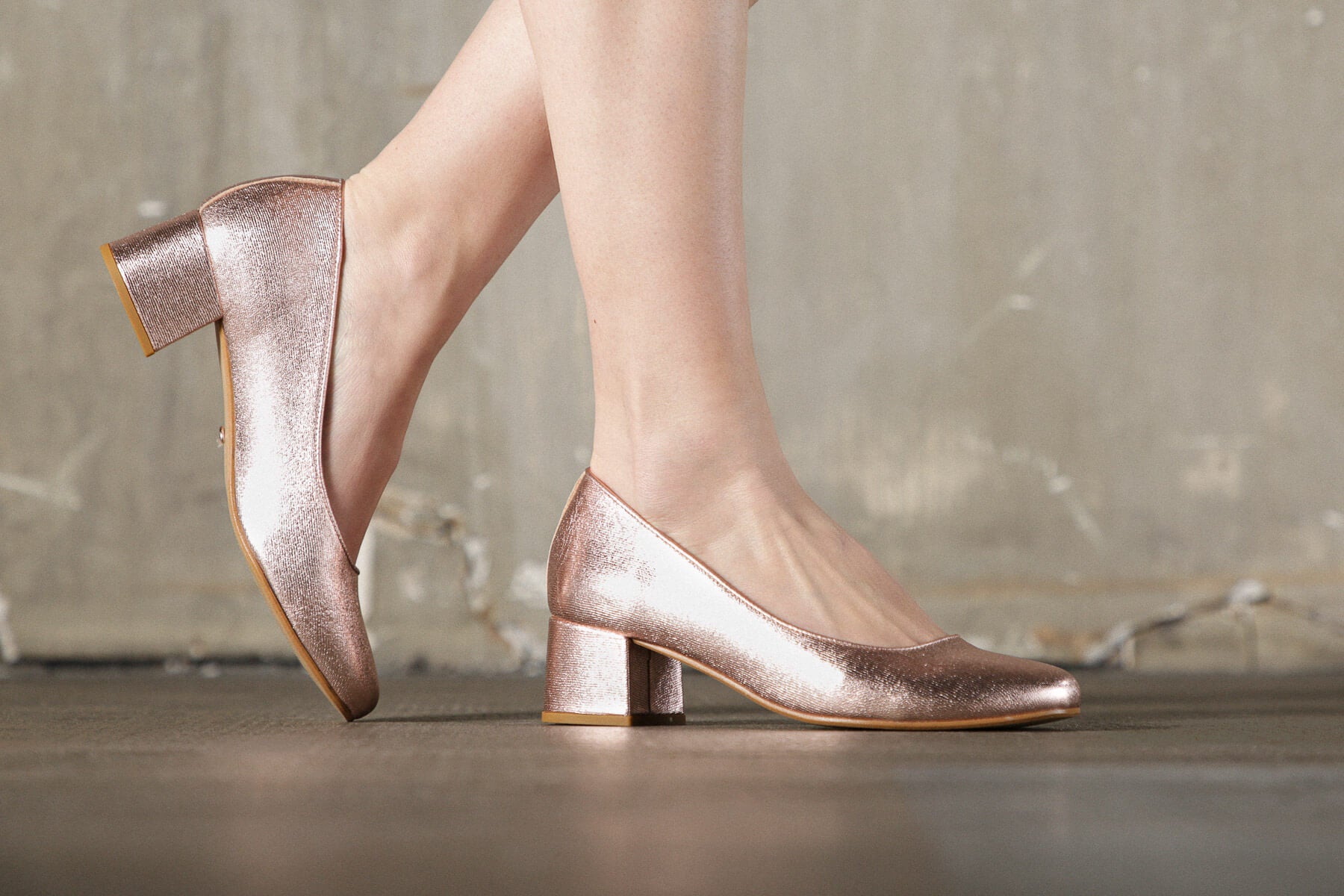 Coralie Masson Louise escarpins cuir rose gold 5 cm