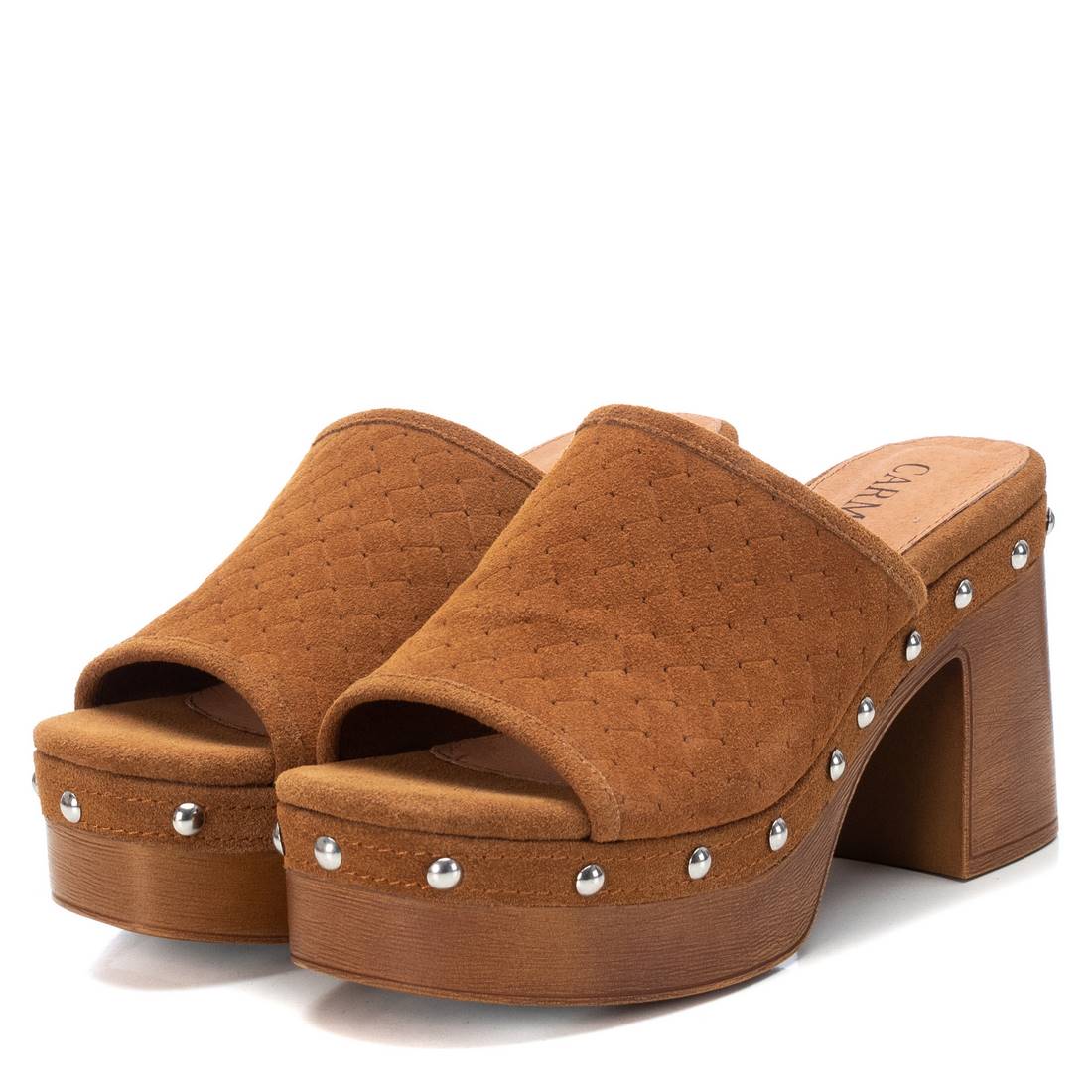 Carmela 16060503 sabot cuir marron talon bois