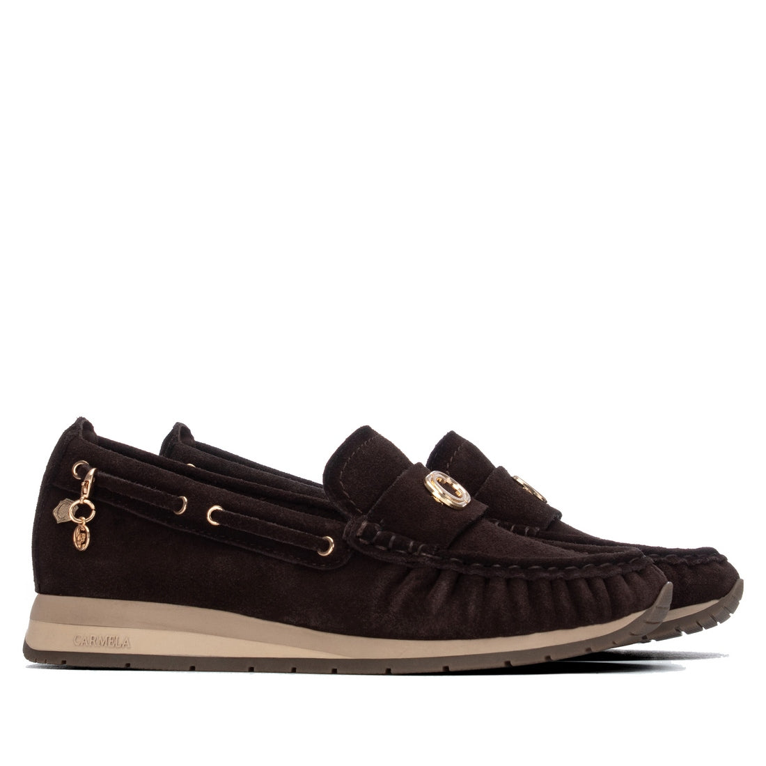 Carmela 16423601 mocassin cuir marron talon plat