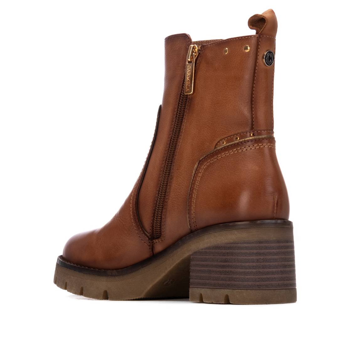 Carmela 16257203 bottines femme camel cuir talon moyen